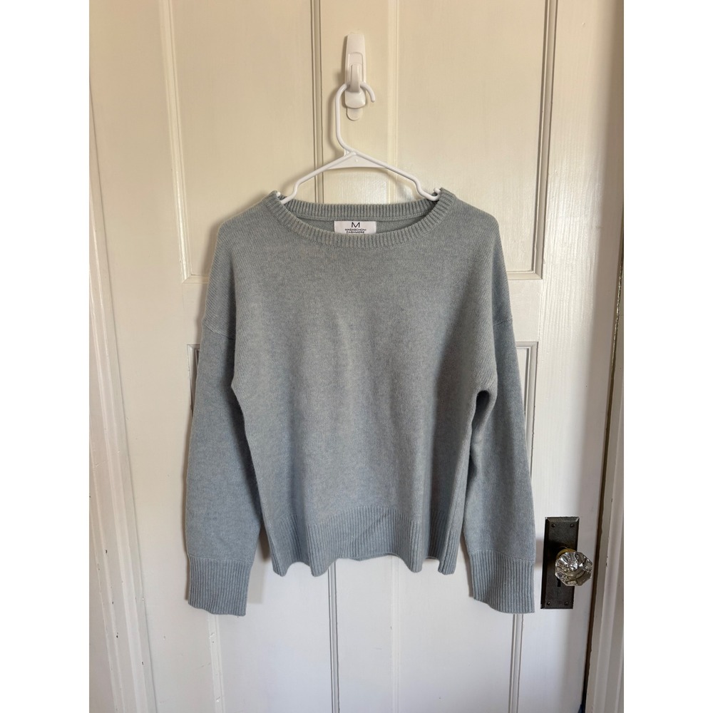 M Magaschoni blue gray cashmere crewneck sweater size medium
